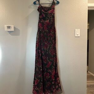 Alex Evenings Black and Red Floral Maxi Dress